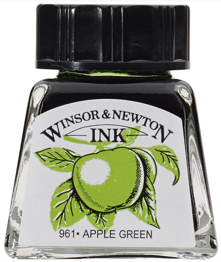 Cerneală de caligrafie Winsor & Newton - Verde, 4 ml