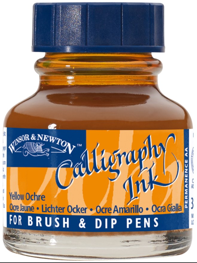 Cerneală de caligrafie Winsor & Newton - Ocre galben, 30 ml
