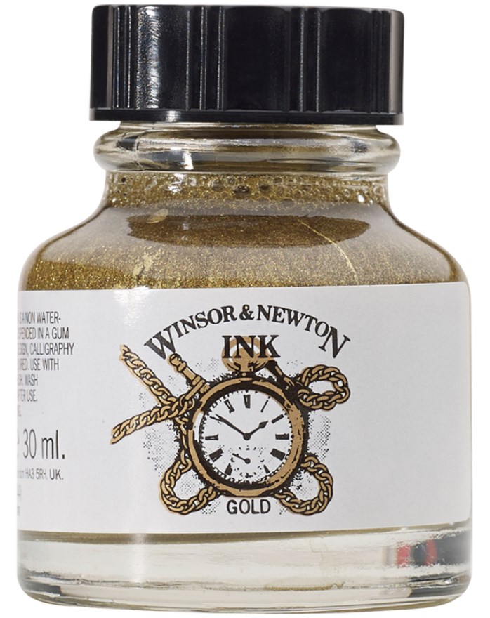 Cerneală de caligrafie Winsor & Newton - Auriu, 30 ml
