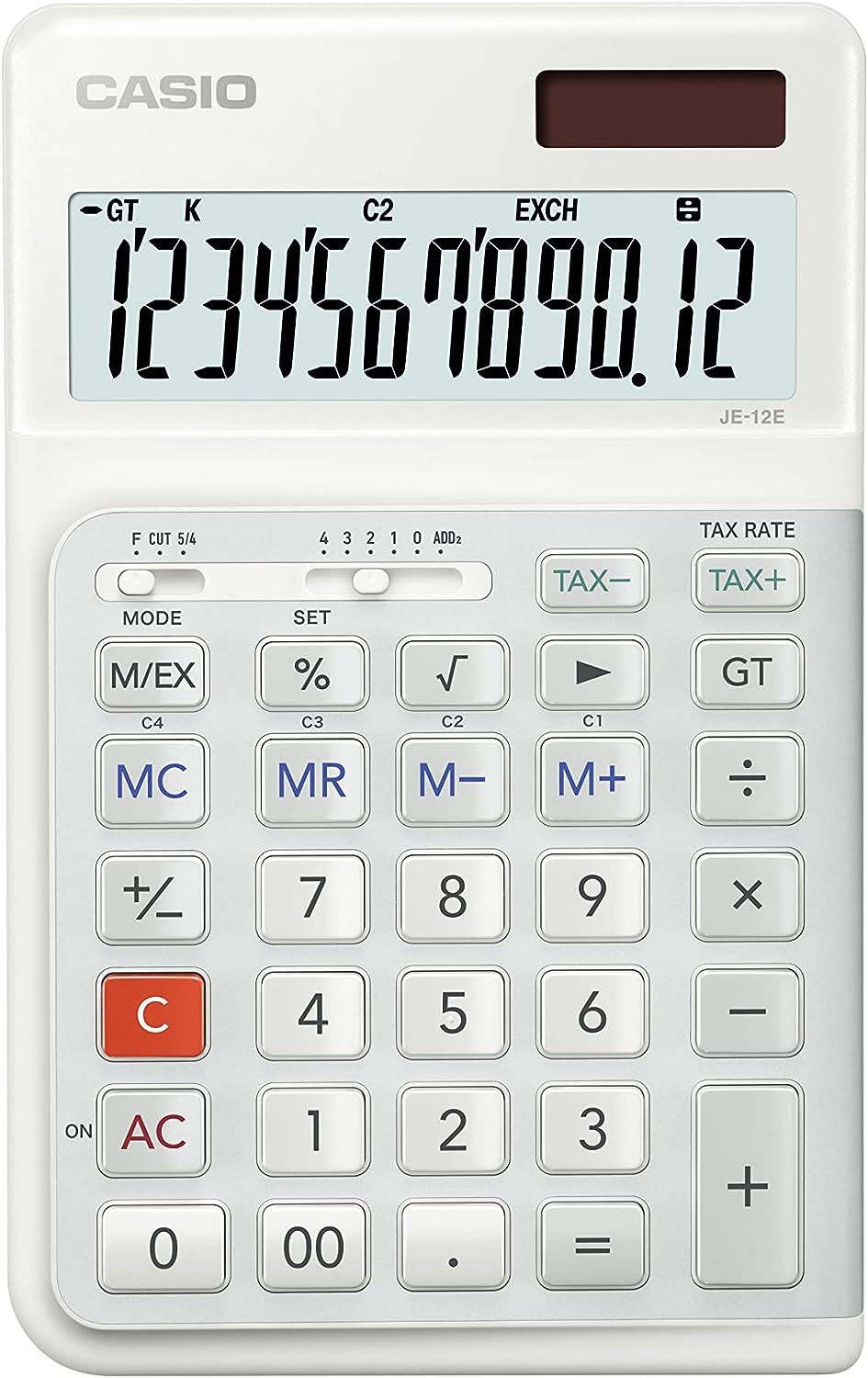 Calculator Casio - JE-12 E, desktop, 12 cifre, alb