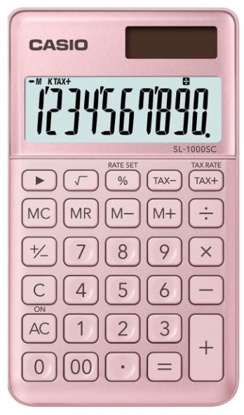 Calculator Casio SL-1000SC de buzunar, 10 dgt, roz metalic