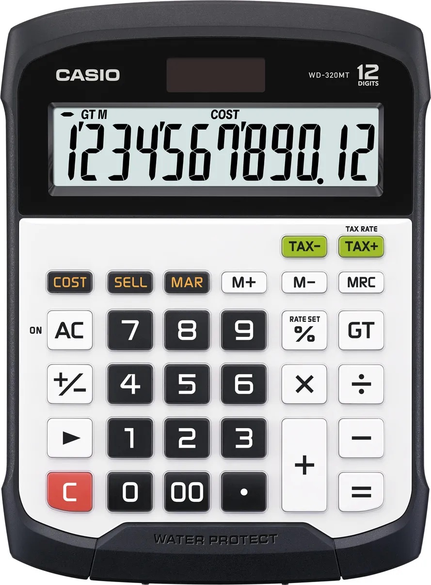 Calculator Casio - WD-320MT, 12-cifre, Water-Protected, alb