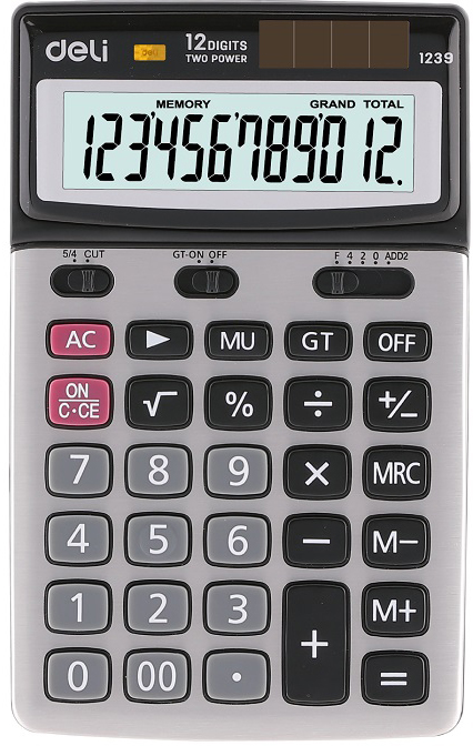 Calculator Deli - E1239, 12 dgt, panou metalic