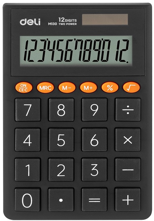 Calculator Deli - EM130, de buzunar, 12 dgt, gri închis