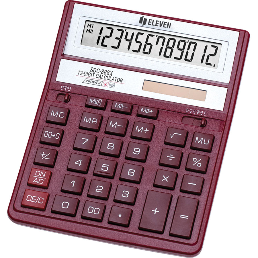 Calculator Eleven - SDC-888XRD, 12 cifre, roșu