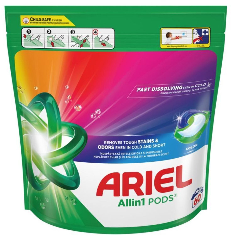 Capsule de rufe Ariel - Color, All in One Pods, 60 spălări