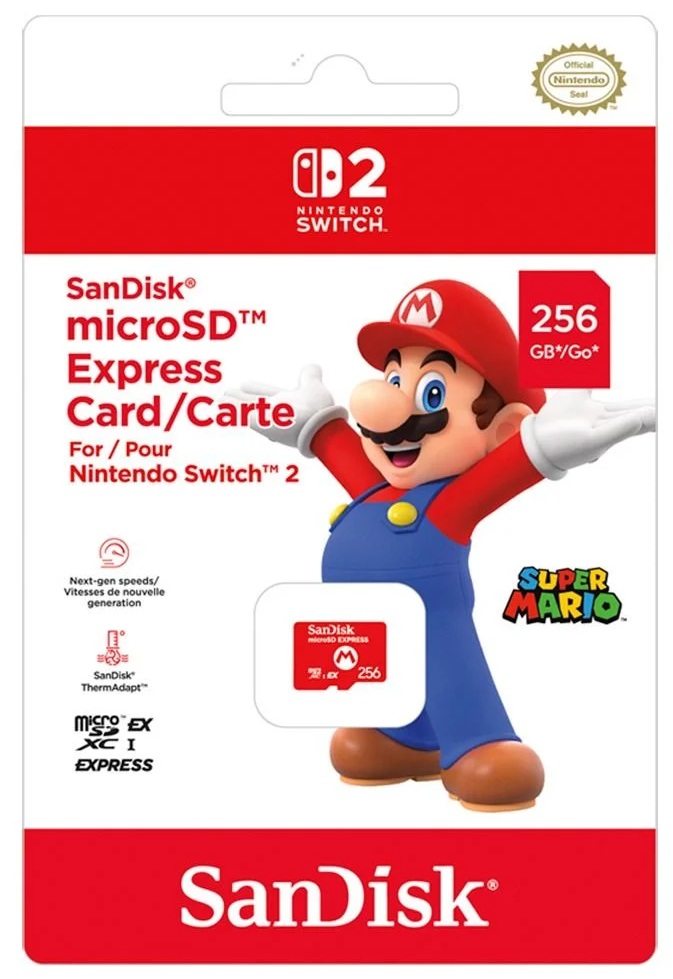 Card de memorie SanDisk - Super Mario, 256GB, microSDXC Express (Nintendo Switch 2)