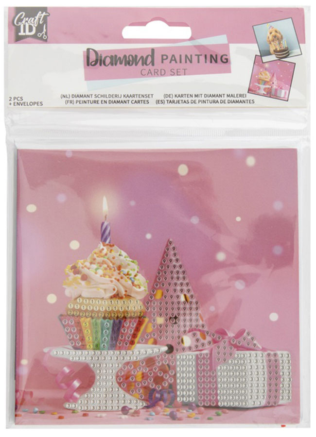 Carduri de pictură cu mărgele Grafix - Birthday, 2 bucăți, 13 x 13 cm
