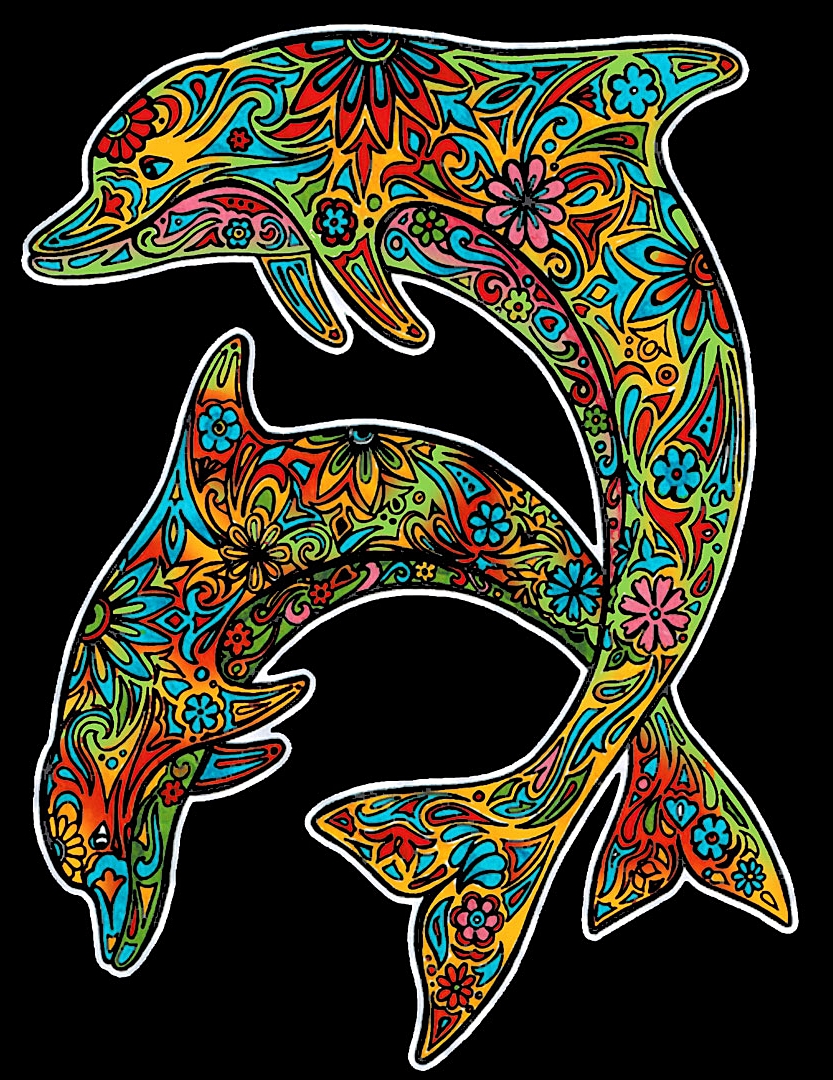 Tablou de colorat ColorVelvet - Delfini, 29,7 x 21 cm