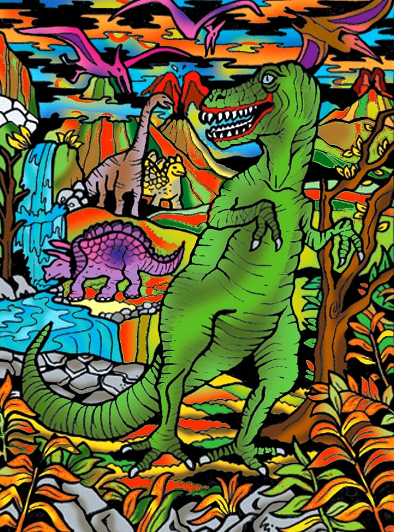 Tablou de colorat ColorVelvet - Dinozauri, 47 x 35 cm