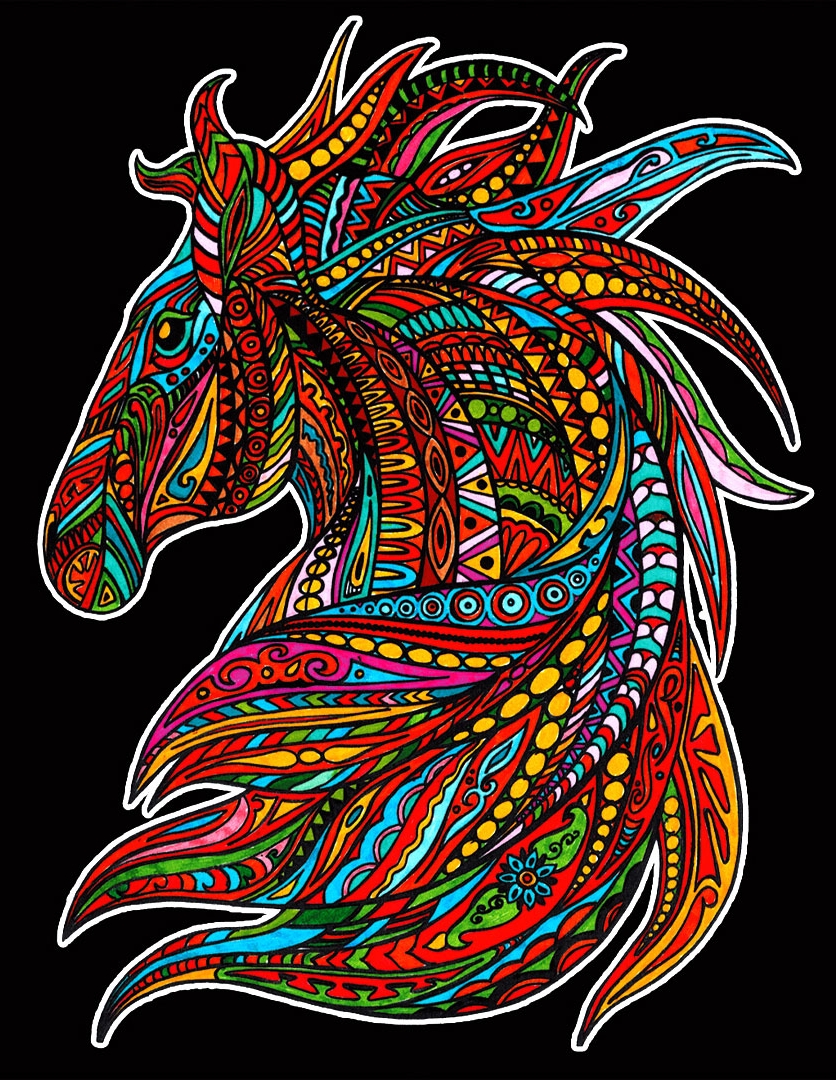 Tablou de colorat ColorVelvet - Cal sălbatic, 47 x 35 cm