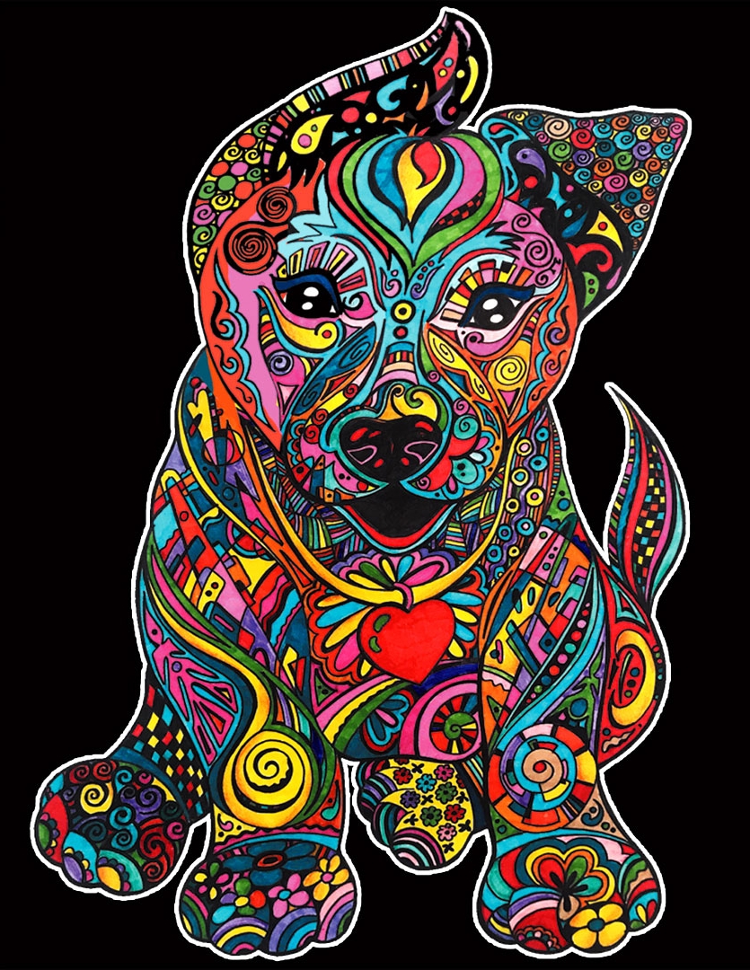 Tablou de colorat ColorVelvet - Câine, 29,7 x 21 cm