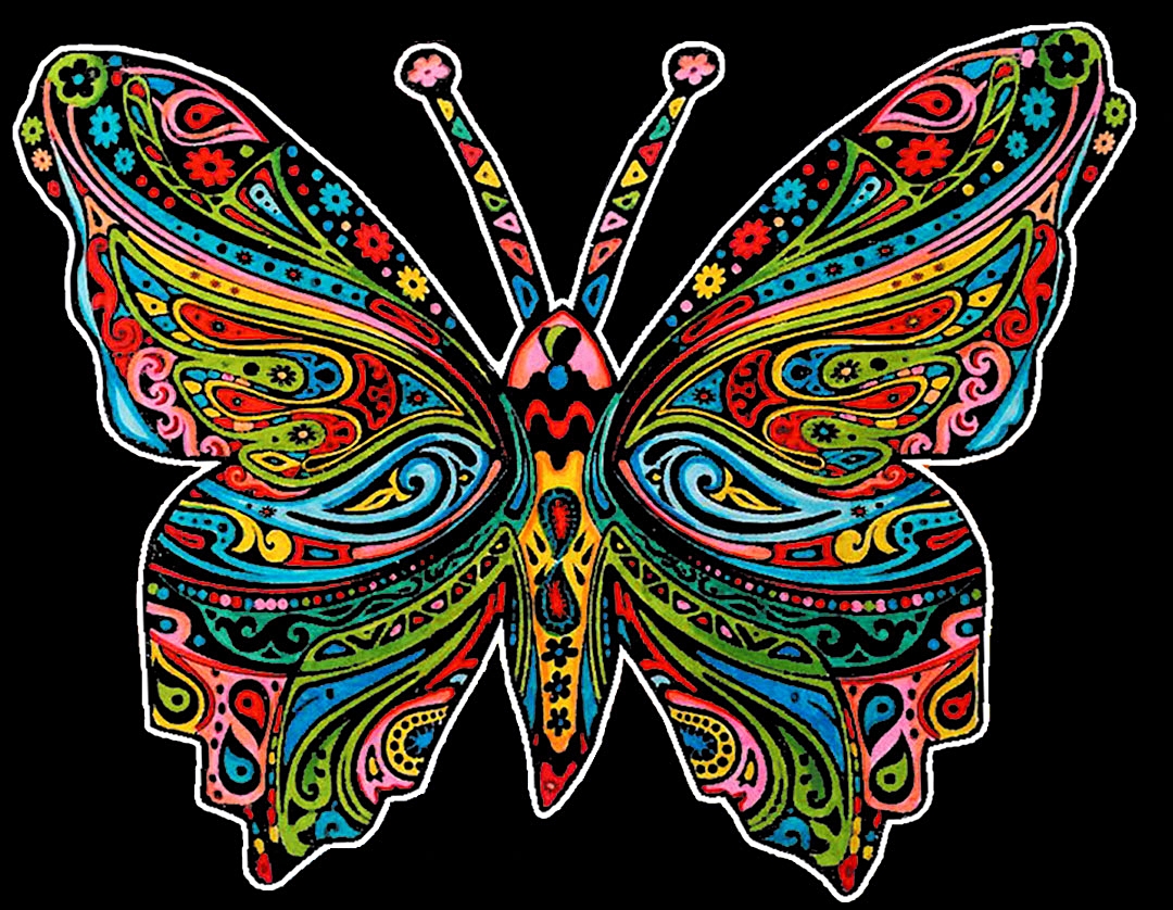 Tablou de colorat ColorVelvet - Fluture, 29,7 x 21 cm