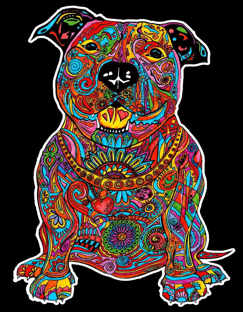 Tablou de colorat ColorVelvet - Pitbull, 29,7 x 21 cm