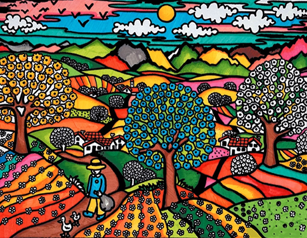 Tablou de colorat ColorVelvet - Primăvară, 47 x 35 cm