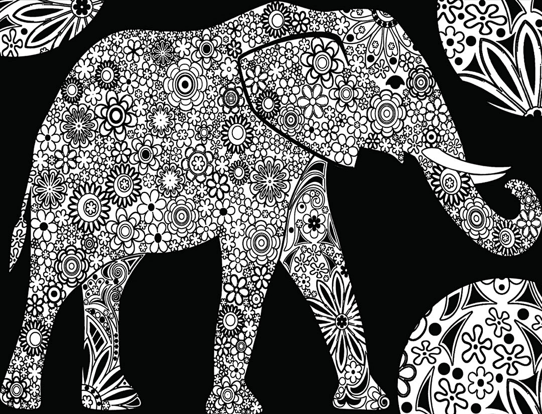 Tablou de colorat ColorVelvet - Elefant, 70 x 50 cm