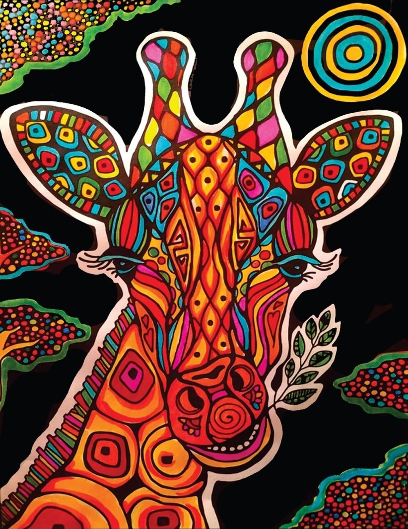 Tablou de colorat ColorVelvet - Girafă, 47 x 35 cm