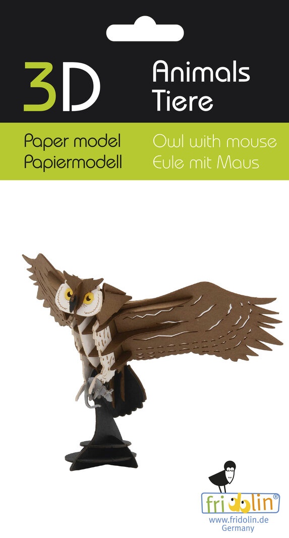 Model 3D din carton pentru asamblare Fridolin - Bufniţă