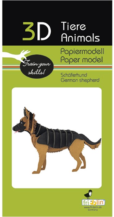 Model 3D din carton pentru asamblare Fridolin - Ciobănesc german