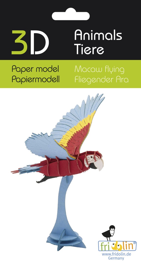 Model 3D din carton pentru asamblare Fridolin - Papagalul Ara