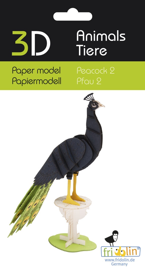 Model 3D din carton pentru asamblare Fridolin - Păun