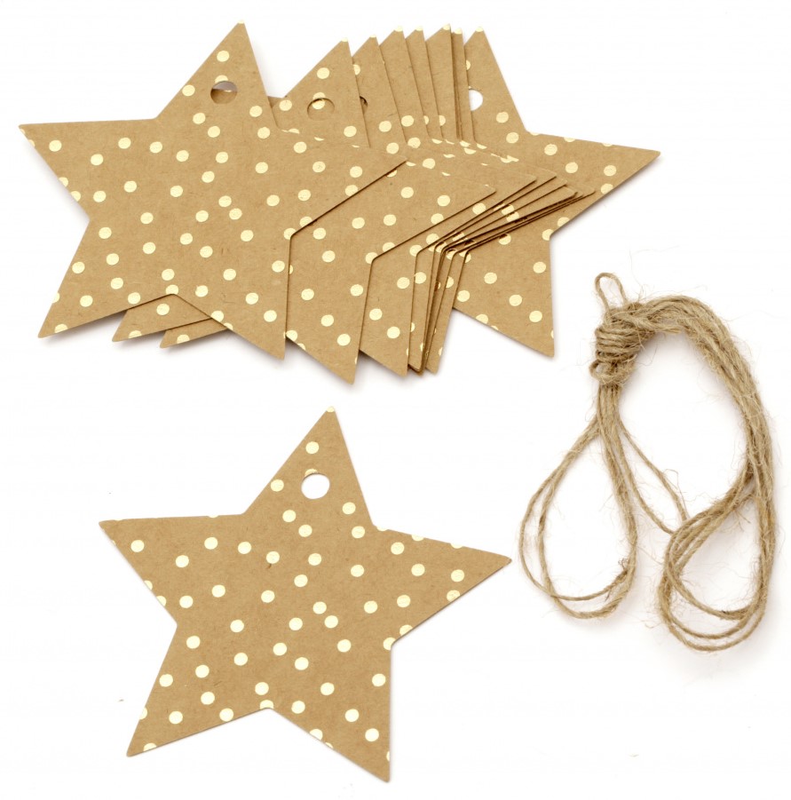Etichete din carton Em Art - Stea, 8.5 x 8.5 cm (12 buc.)
