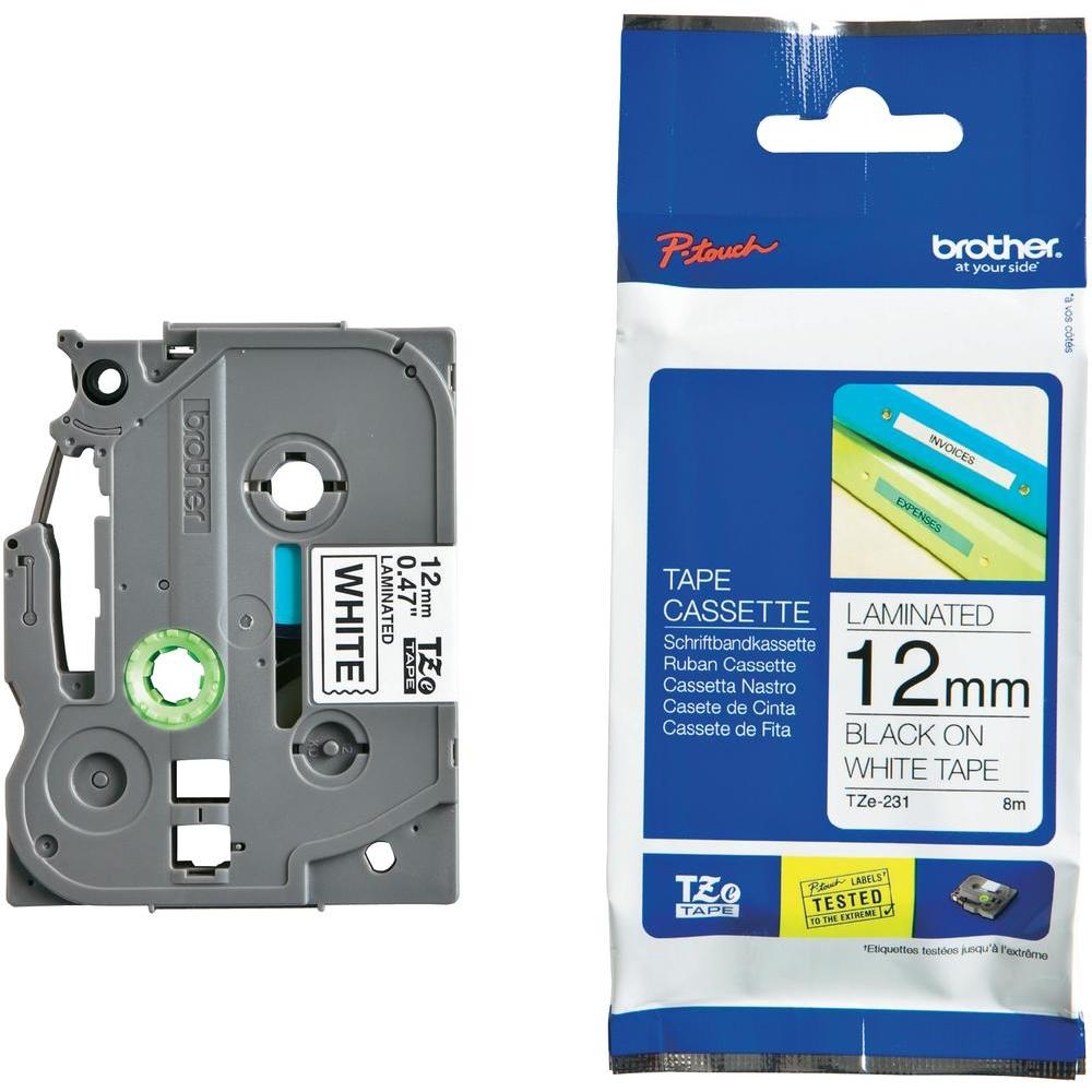 Casetă Brother - TZe-231, pentru P-Touch, 12mm, 8m, Black/White