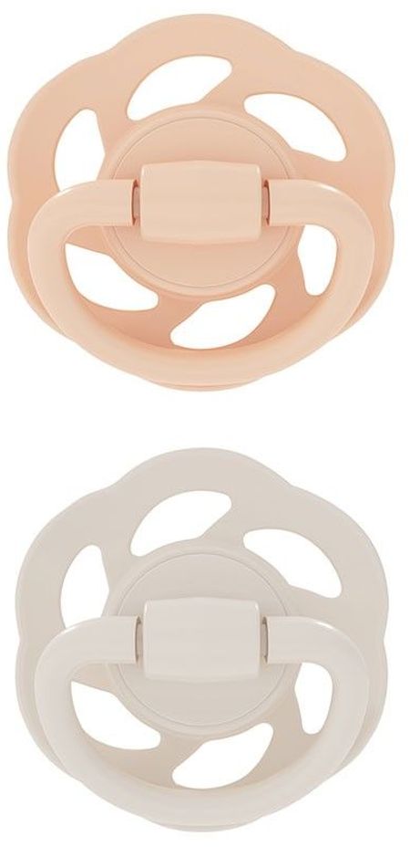 Suzetă din cauciuc NIP Green - Cherry, coral și bej, 0-2 m, 2 buc
