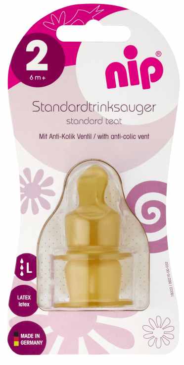 Tetine din cauciuc NIP - Anti-colic vent, flow L, 6 l+, 2 bucăți