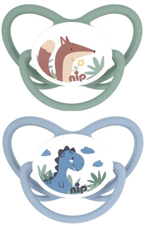 Suzete din cauciuc NIP - Butterfly, Dinosaur și vulpe, 0-6 luni, 2…