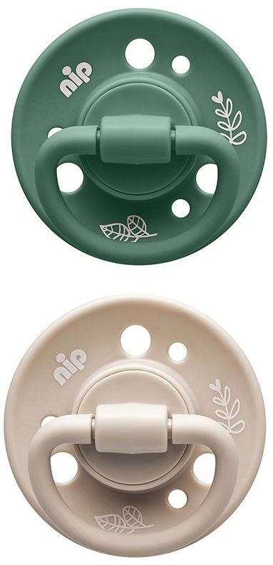 Suzete din cauciuc NIP Green - Cherry, verde și bej, 0-6 m, 2 bucăți