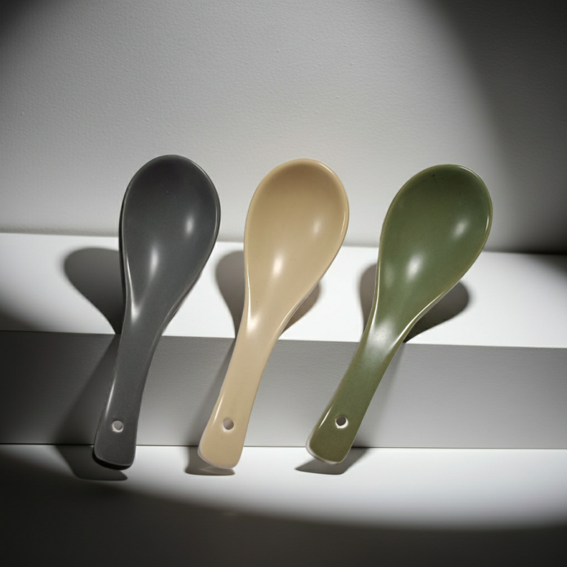 Lingură ceramică Morello - Nordic, verde, 14.2 cm