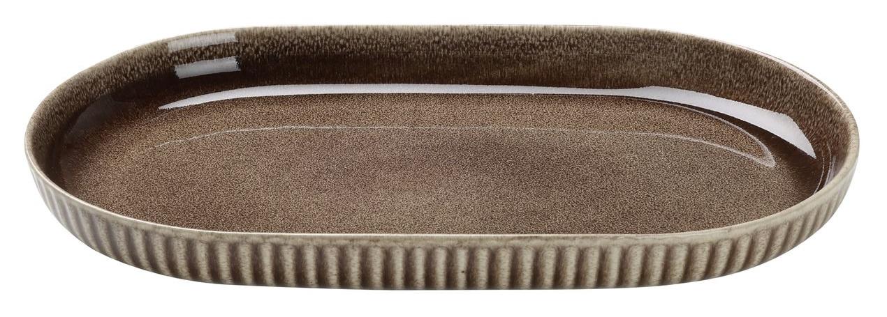 Farfurie ovală din ceramică Eglo - Morombe, 30.5 x 17.5 cm, maro