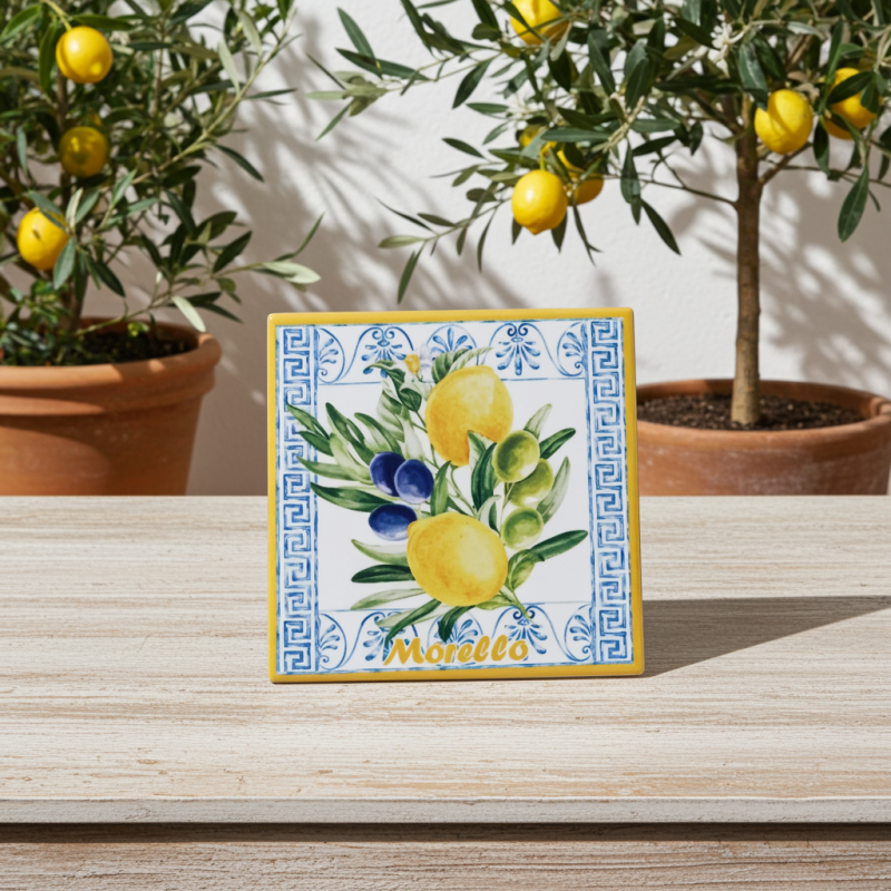 Suport ceramic Morello - Lămâi, stil mediteranean, 10 x 10 cm