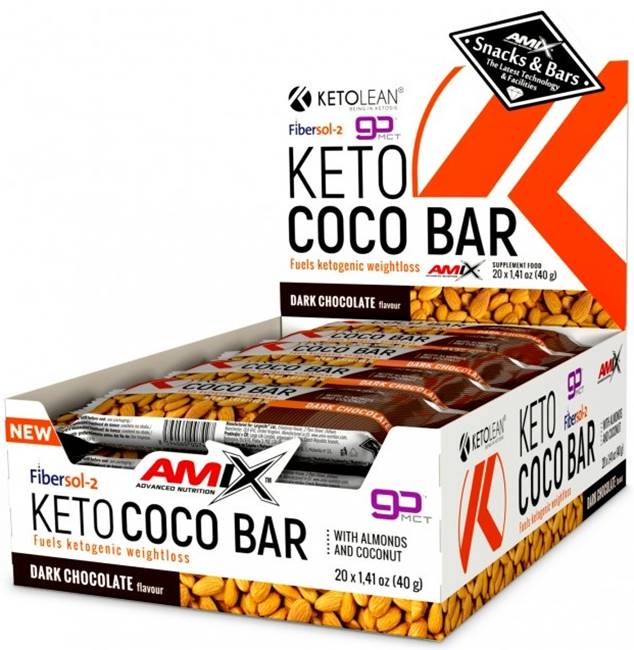 KetoLean Keto goBHB Coco Bar, ciocolată neagră, 20 buc, Amix