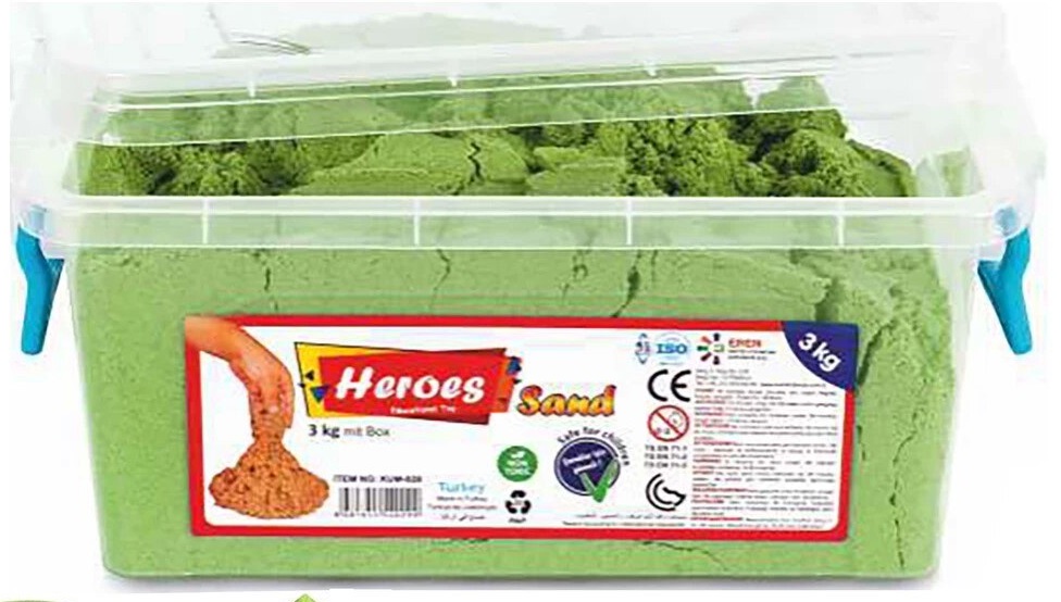 Nisip kinetic Heroes - Culoare verde, 3 kg