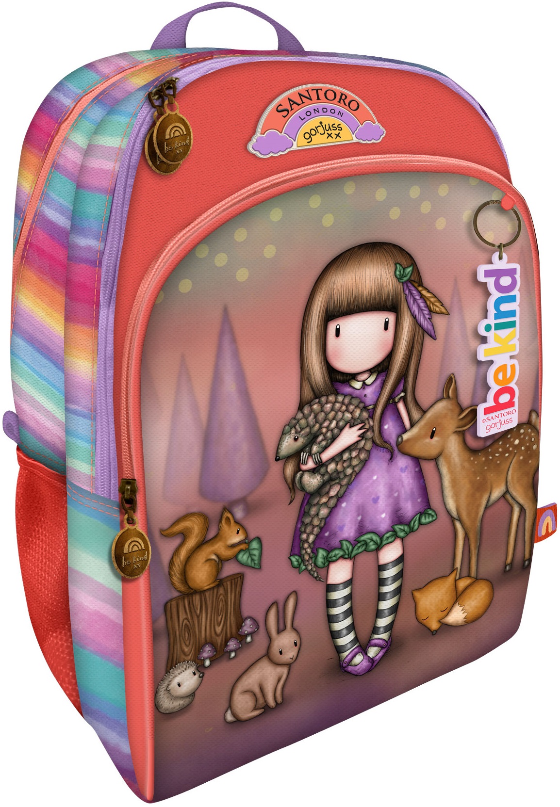 Ghiozdan școlar clasic Santoro Gorjuss - Be Kind To All Creatures, 3 compartimente