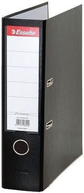 Biblioraft Esselte Eco - A4, 7,5 cm, PP, margine metalica, eticheta detasabila, negru