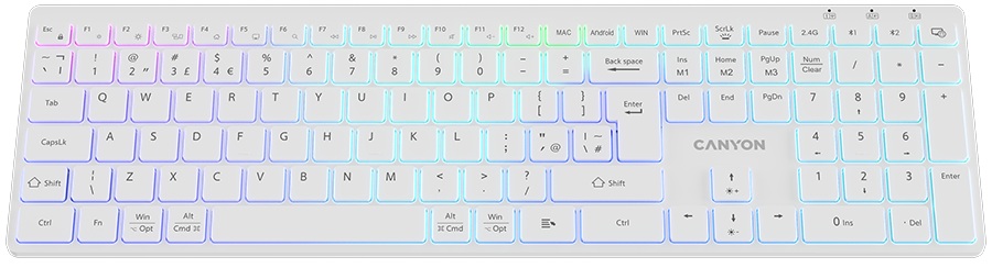 Tastatură Canyon - HKB-W11, fără fir, alb