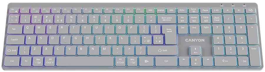 Tastatură Canyon - HKB-W11, fără fir, gri