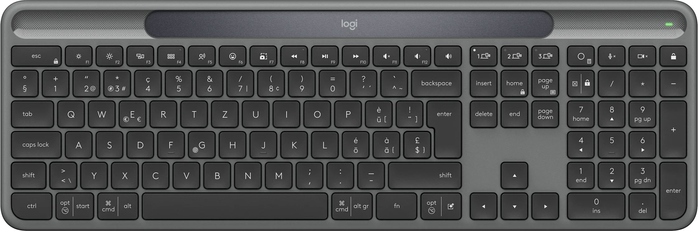 Tastatură Logitech - Slim Solar+, fără fir, Graphite