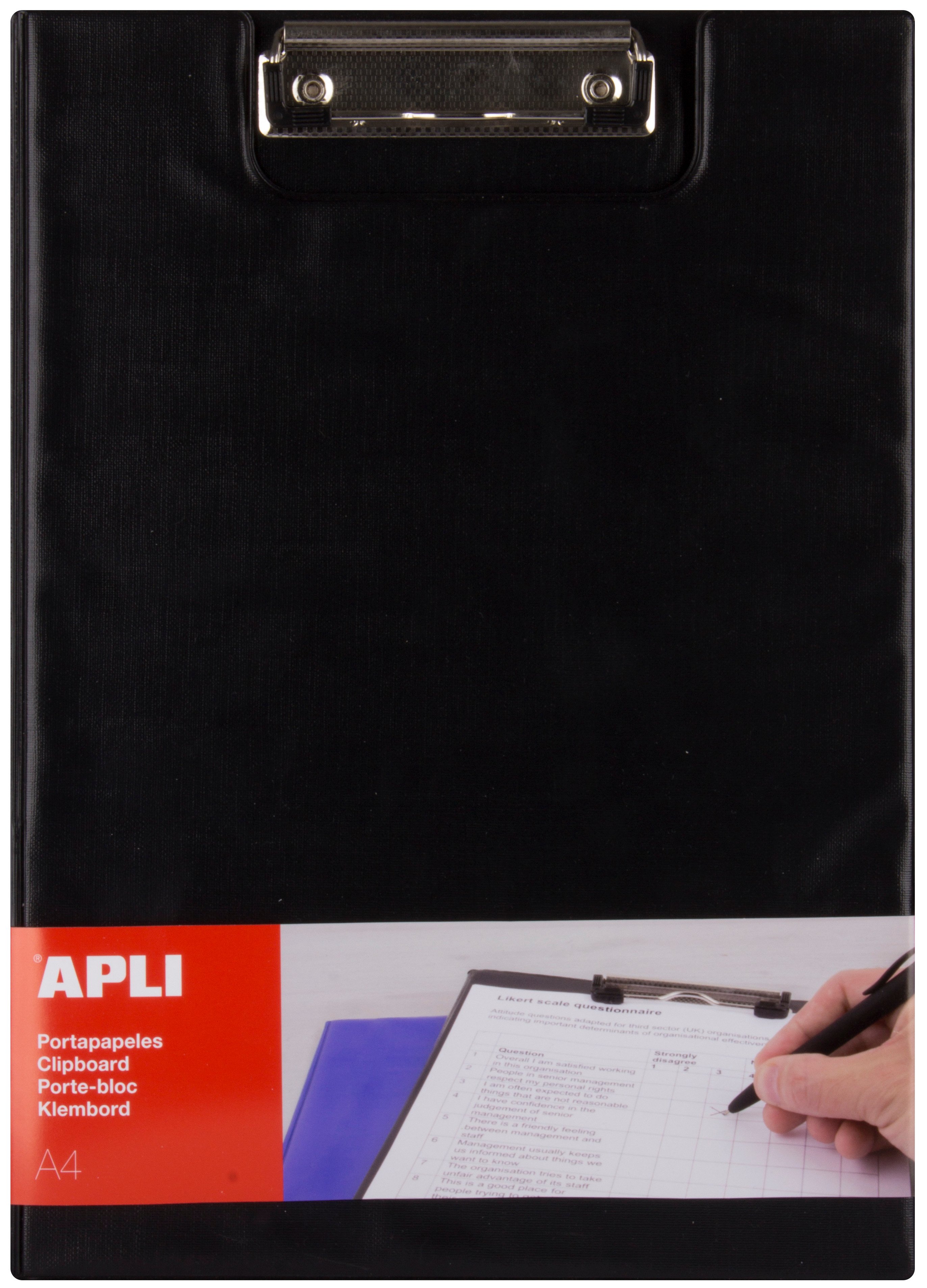 Clipboard cu capac APLI A4 - Negru