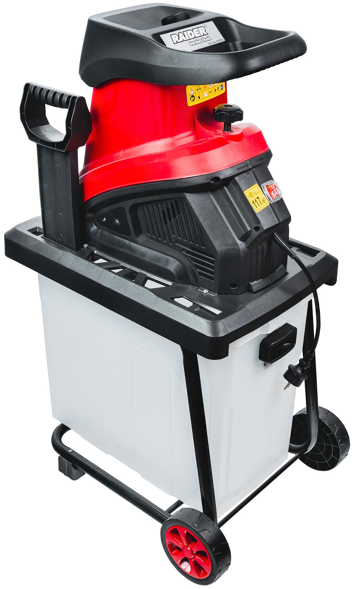 Tocătoare de crengi cu coș Raider - RD-ESH03, 2500W, 45 mm, 60 l