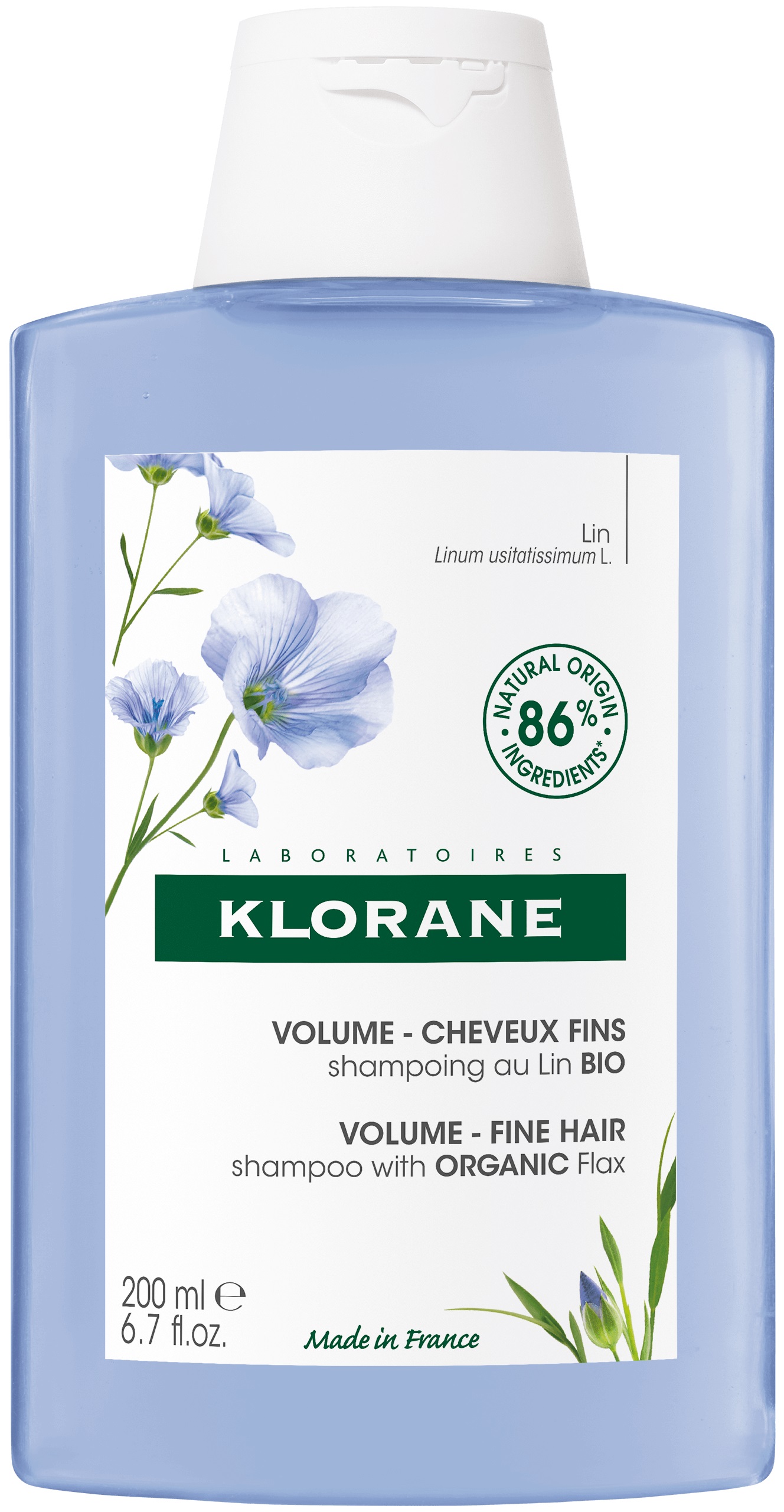 Klorane Flax Șampon pentru volum, 200 ml