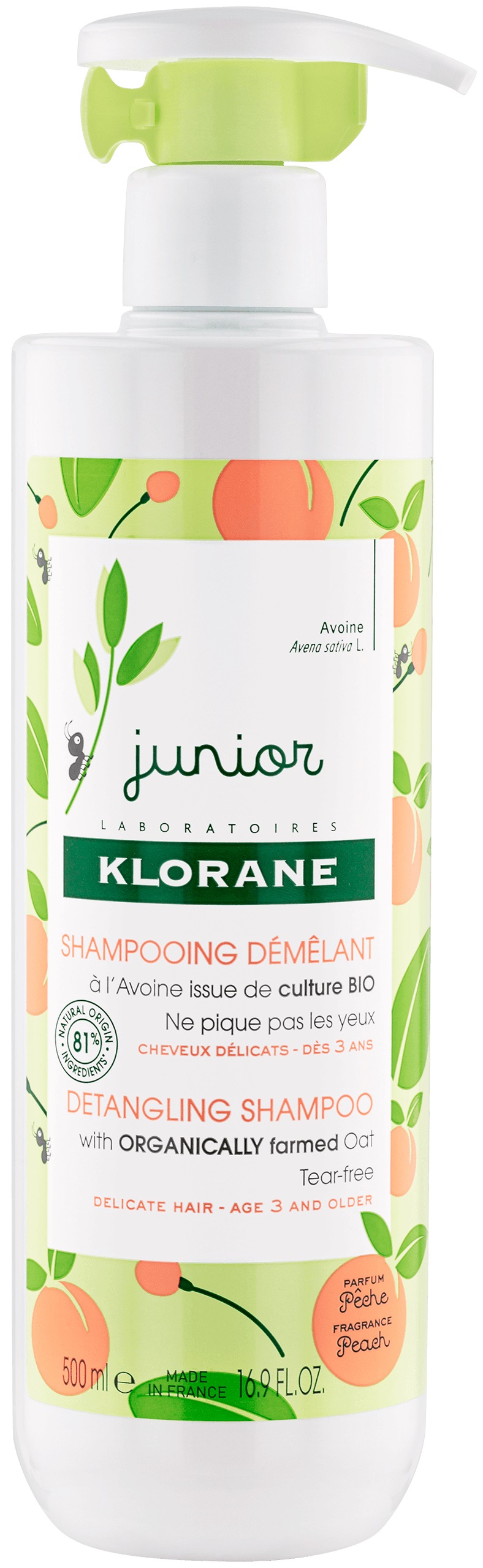Klorane Junior Oat Șampon pentru pieptănare, 500 ml