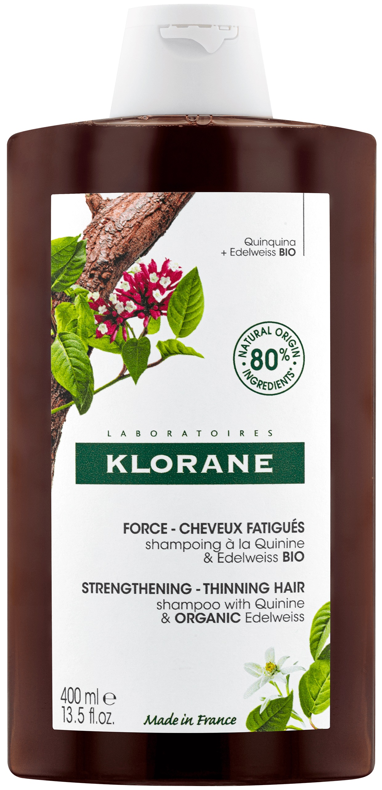 Klorane Quinine Șampon împotriva căderii părului, 400 ml