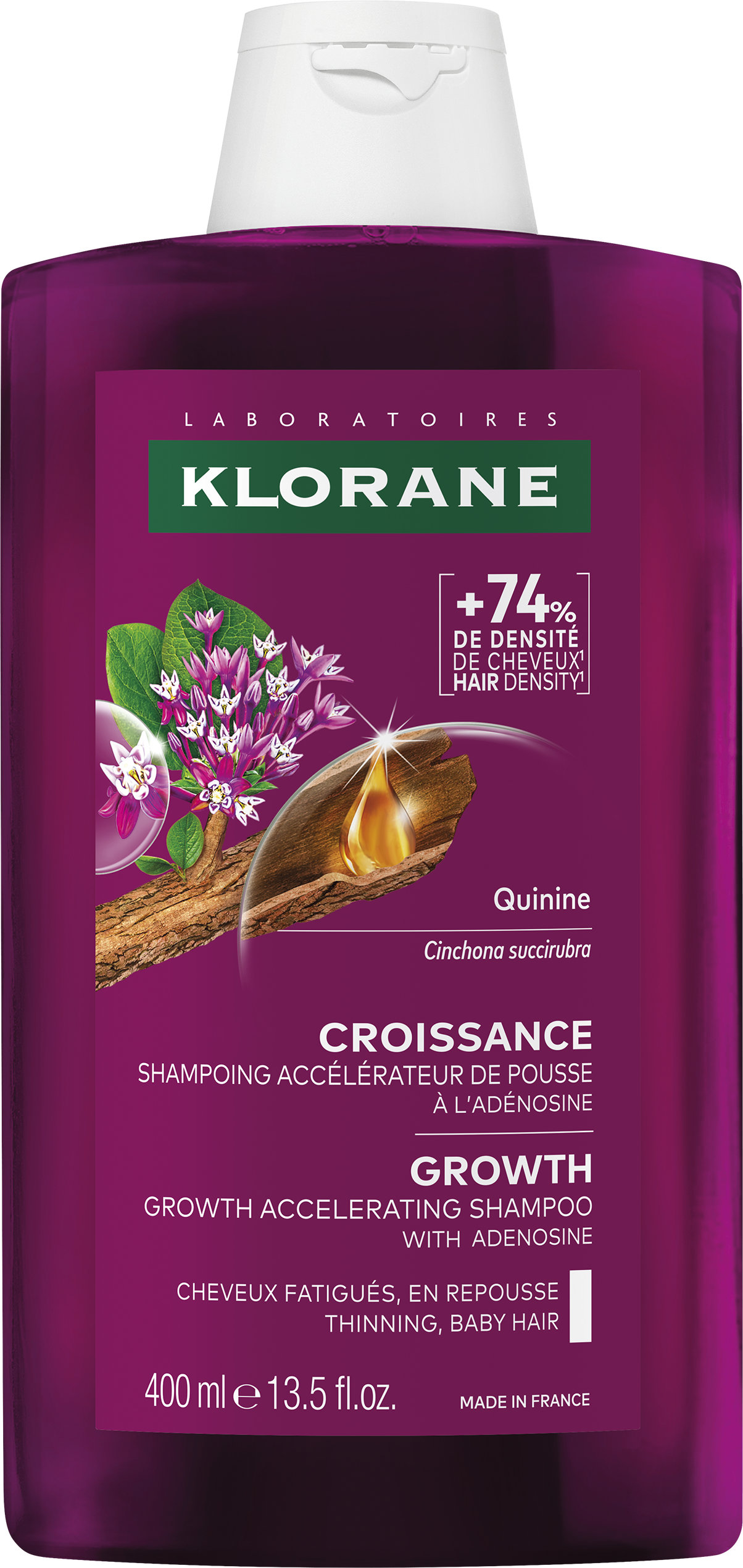Klorane Quinine Șampon pentru creșterea părului, 400 ml