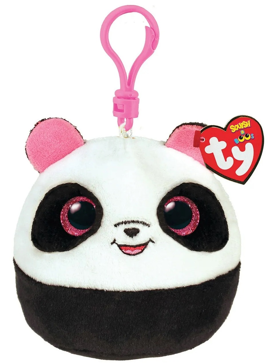 Breloc TY Toys Squish a Boos - Panda Bamboo, 8.5 cm