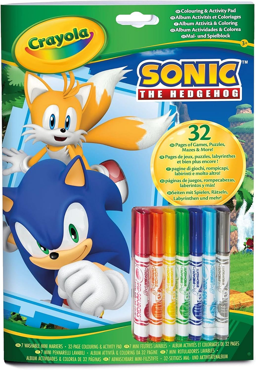 Carte de colorat Crayola - Sonic, cu 7 markere