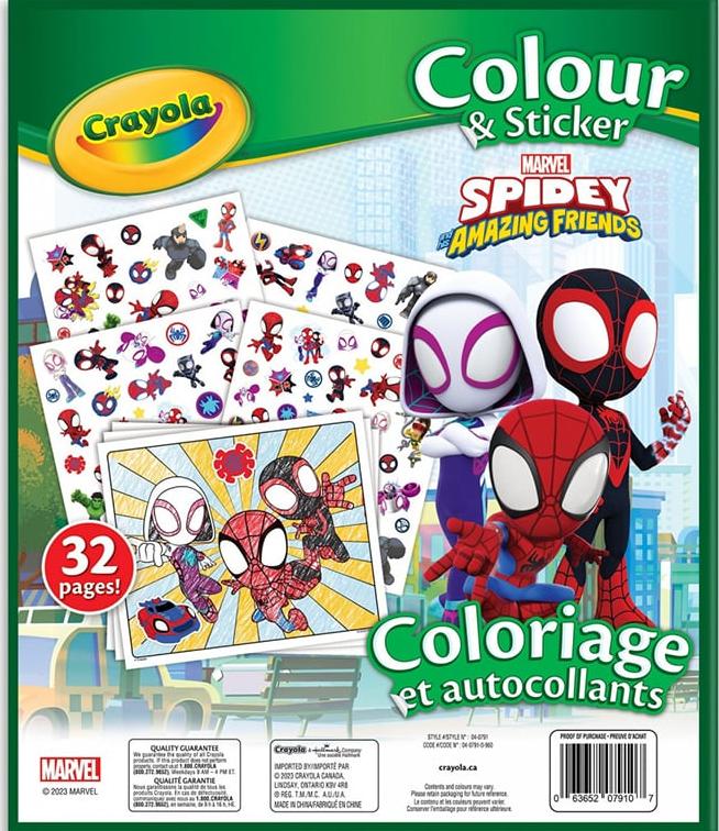 Carte de colorat Crayola - Spidey, cu 50 stickere